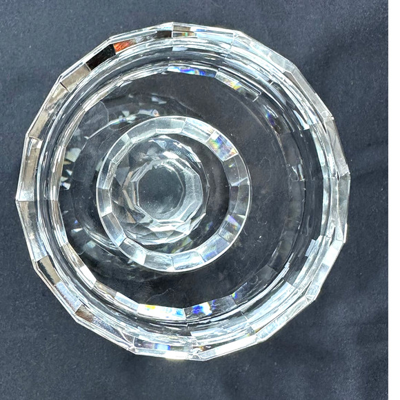 Gemstone Cut Crystal Glass Prism Pillar Candlestick Holders-Stunning- SET of 2 - Picture 9 of 11